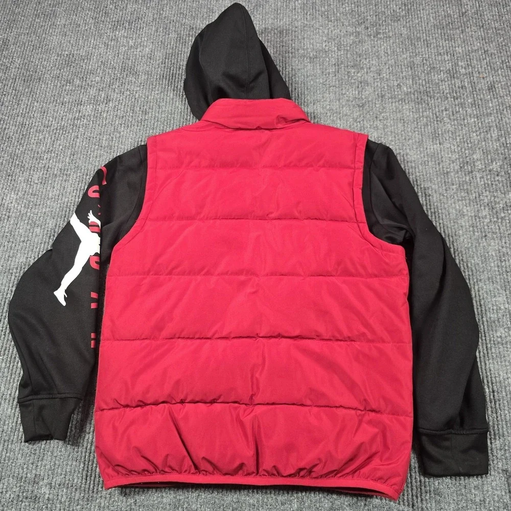 Nike Air Jordan‎ Jacket Boys XL Red Black Twofer Puffer Hooded Full Zip Logo
